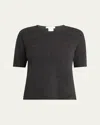 The Row Ipar Short Sleeve Cashmere Top In Enzyme Black