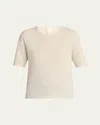The Row Ipar Short Sleeve Cashmere Top In Pale Green