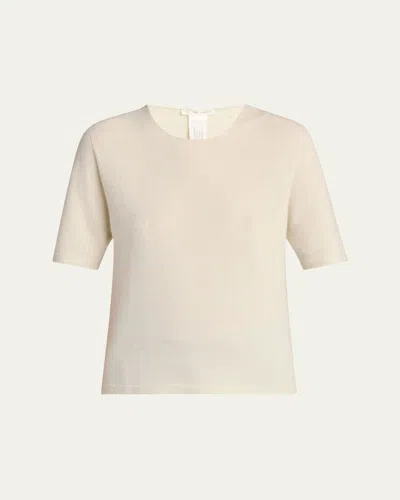 The Row Ipar Short Sleeve Cashmere Top In Pale Green