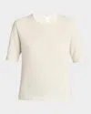 The Row Ipar Short Sleeve Cashmere Top In Pale Green