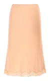 The Row Irene Silk Satin Midi Skirt W/ Lace In Light Pink