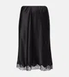The Row Irene Lace-trimmed Silk Charmeuse Slip Skirt In Black