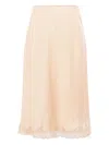 The Row Irene Silk Satin Midi Skirt W/ Lace In Neutrals