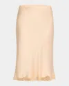 The Row Irene Silk Satin Midi Skirt W/ Lace In Black