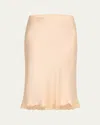 The Row Irene Silk Satin Midi Skirt W/ Lace In Light Peach