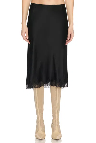The Row Indira Silk Blend Midi Skirt In Black