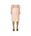 The Row Irene Silk Satin Midi Skirt W/ Lace In Nude