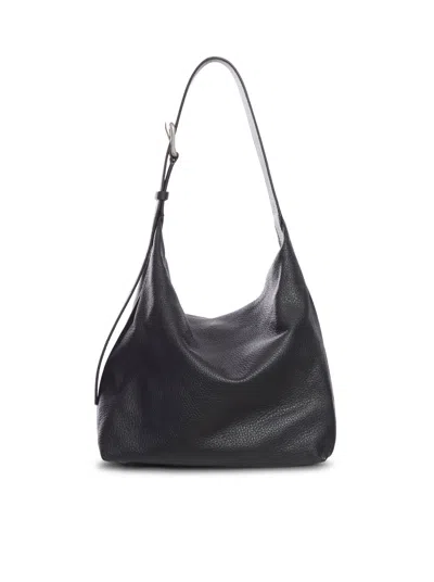 The Row Isa Leather Shoulder Bag In Black