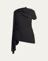 The Row Isadra Draped Crepe-jersey Top In Black