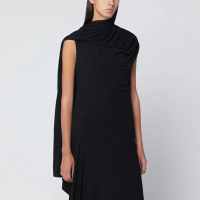 The Row Isadra Draped Crepe-jersey Top In Black