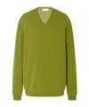 The Row Isaora Cashmere Knit V Neck Sweater In Green