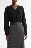 The Row Isaora Cashmere V-neck Sweater In Enzyme Black