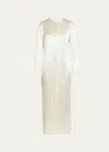 The Row Iside Long Satin Dress In Milk