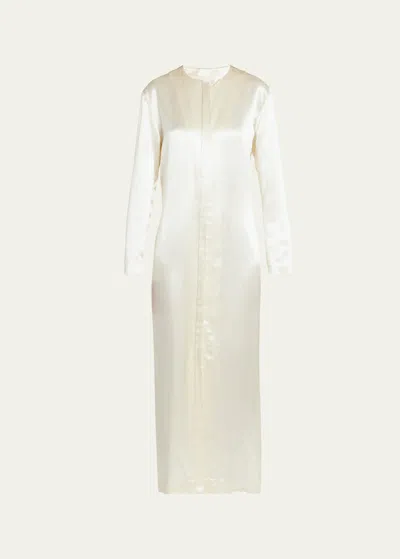 The Row Iside Long Satin Dress In White