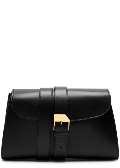 The Row Isla Leather Clutch In Black