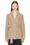 The Row Isotani Chunky Cashmere Wrap Cardigan In Beige