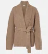 The Row Isotani Belted Cashmere And Silk-blend Cardigan In Beige