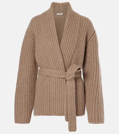 The Row Isotani Belted Cashmere And Silk-blend Cardigan In Neutrals