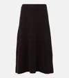 The Row Ivanka Cashmere And Silk Midi Skirt In Dark Brown