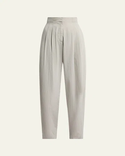 The Row Iven Low-rise Crinkled Barrel-leg Pants In Gray