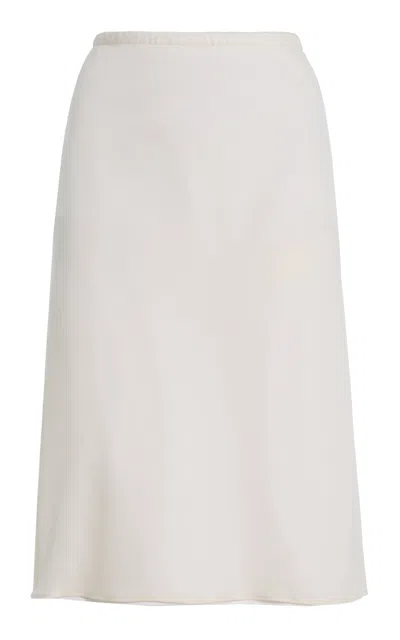 The Row Ivera Stretch-silk Midi Skirt In White