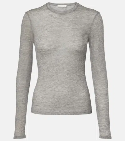 The Row Iverness Knitted Cashmere Top In Gray