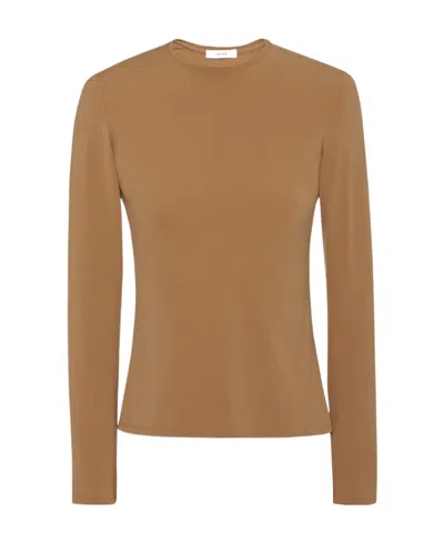 The Row Iverness T-shirt With Round Neck In Brown