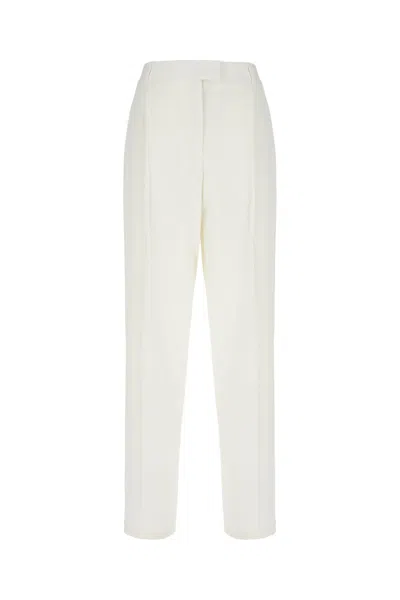 The Row Ivory Cotton Blend Pants In White