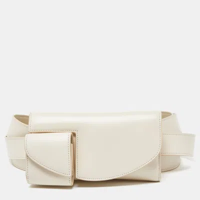 Pre-owned The Row Ivory Leather Horizontal Belt Bag In White