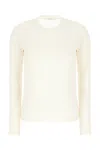 The Row Ribbed Crew Neck Top With Long Sleeves In Neutral