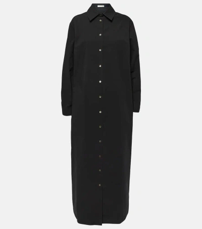 The Row Izumi Oversized Cotton Poplin Shirt Dress In Black