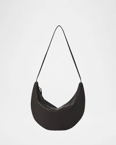 The Row Izzy Small Crescent Shoulder Bag In Leather In Black