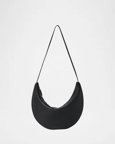 The Row Izzy Small Crescent Shoulder Bag In Leather In White