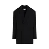 The Row Wallis Double Breasted Stretch Wool Crepe Blazer In Black