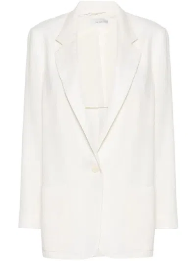 The Row Single-breasted White Linen Jacket