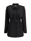The Row Black Fleece Wool Trench Coat In Black