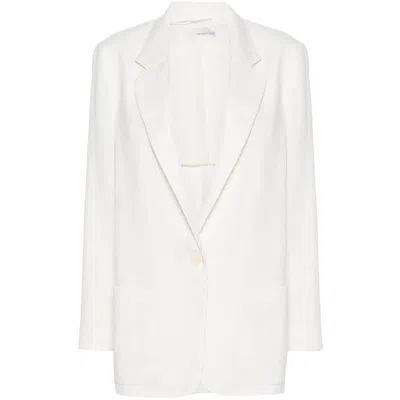 The Row Enza Linen Single-breasted Blazer In White