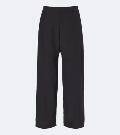 The Row Jaine Silk Wide-leg Pants In Black