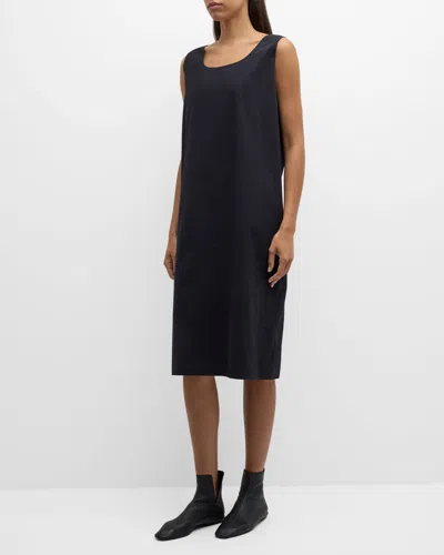 THE ROW JANAH SCOOP-NECK SLEEVELESS MIDI SHIFT DRESS