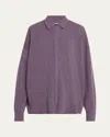 The Row Janak Collared Cashmere Top In Purple