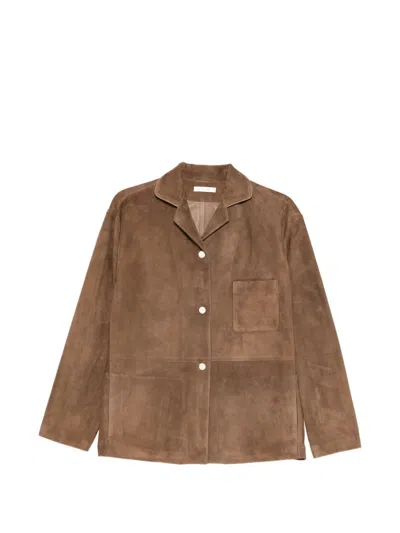 The Row Janine Chest-pocket Buttoned Shirt In Brown