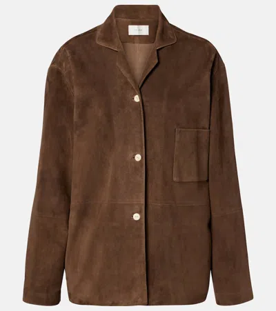 The Row Janine Suede Shirt In Brown
