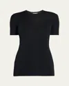 The Row Jannat Classic Fitted Silk Knit Top In Black