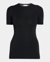 The Row Jannat Classic Fitted Silk Knit Top In Black