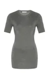 The Row Jannat Classic Fitted Silk Knit Top In Grey