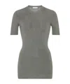 The Row Jannat Classic Fitted Silk Knit Top In Gray