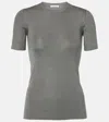 The Row Jannat Classic Fitted Silk Knit Top In Grey