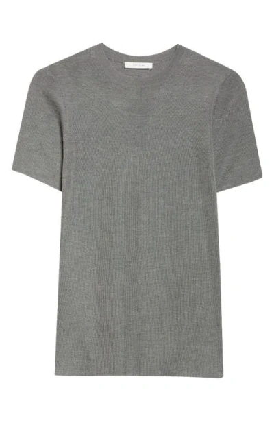 The Row Jannat Classic Fitted Silk Knit Top In Grey Melange
