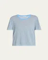 The Row Jansu Striped Cotton-cashmere T-shirt In Blue  White Stripe