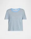 The Row Jansu Striped Cotton-cashmere T-shirt In Blue  White Stripe